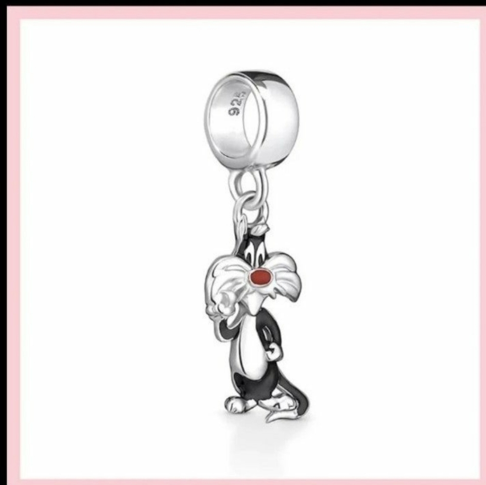 Sterling silver looney Sylvester character dangle charm